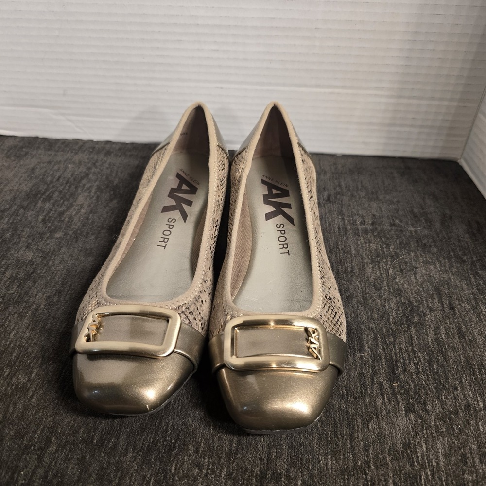 Anne Klein Sport Womens Size 6M Beige Shimmer Ballet Flats Shoes